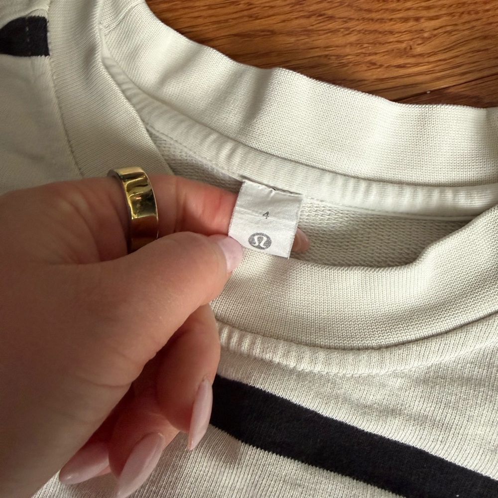 lululemon athletica Cream & Black Striped Crewneck - Picture 4 of 7
